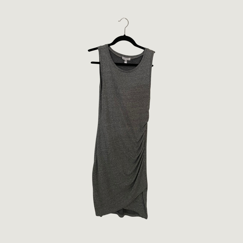 Leith Gray Ruched Bodycon Tank Dress Heathered Tulip Hem Size Small